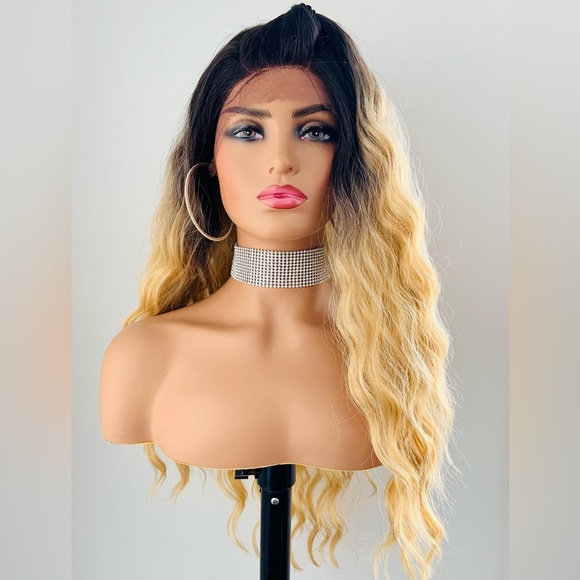 Versatile 28” Ombre Blonde 4x4 Lace Front Premium Fiber Wig - Picture 3 of 13